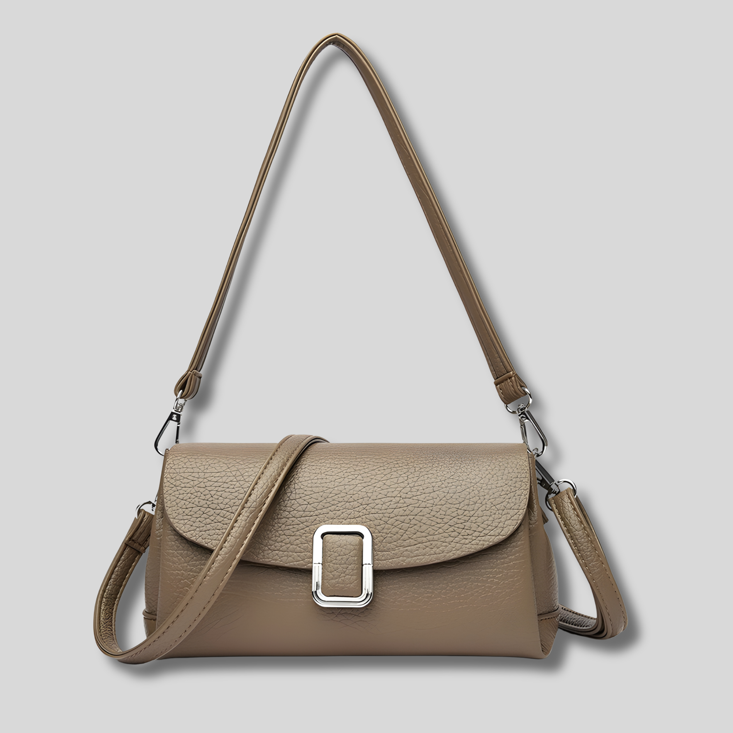 Sac bandoulière femme Veloria beige élégant avec fermeture métallique