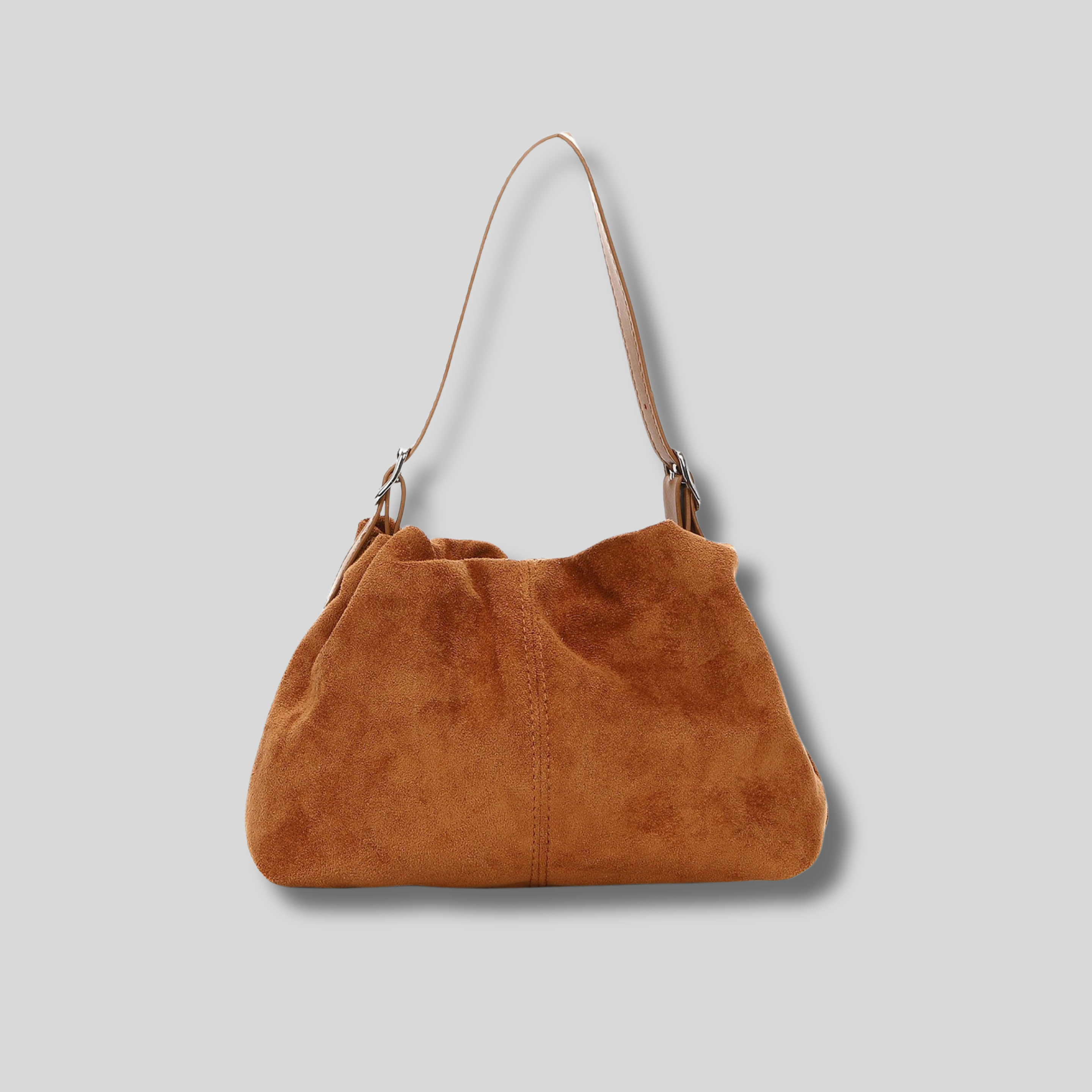 Sac Épaule Suvéra en suédine camel vu de face