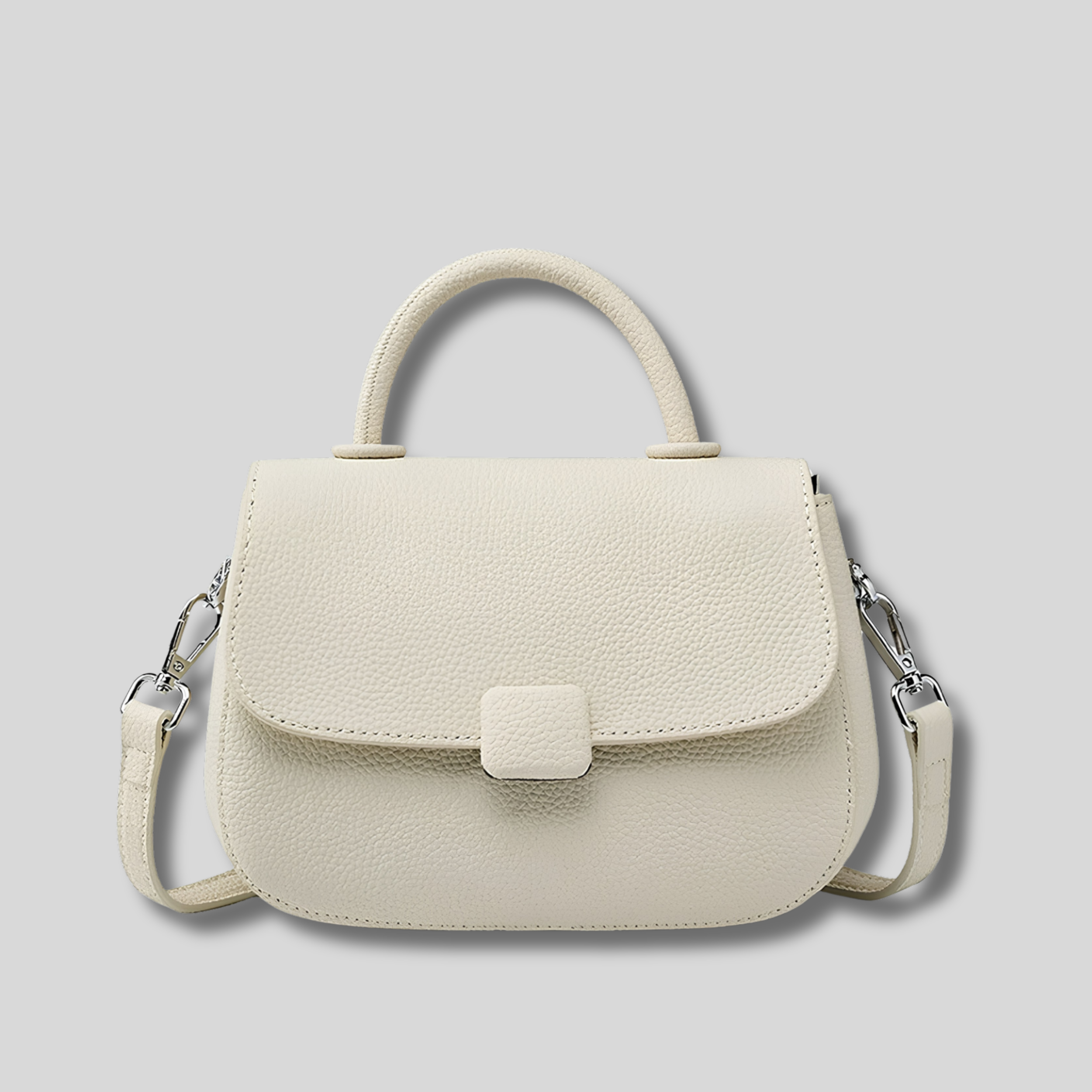 Sac Bandoulière Miréa en cuir véritable blanc cassé – vue de face