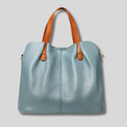 Sac Cabas Évoria bleu ciel en cuir véritable – vue de face