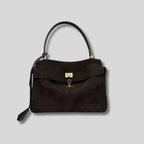Sac bandoulière femme en suède marron avec fermoir doré élégant – AlluTurne