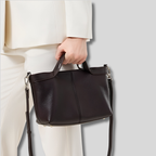 Sac Épaule Rovina en cuir véritable noir avec poignée supérieure et design minimaliste élégant