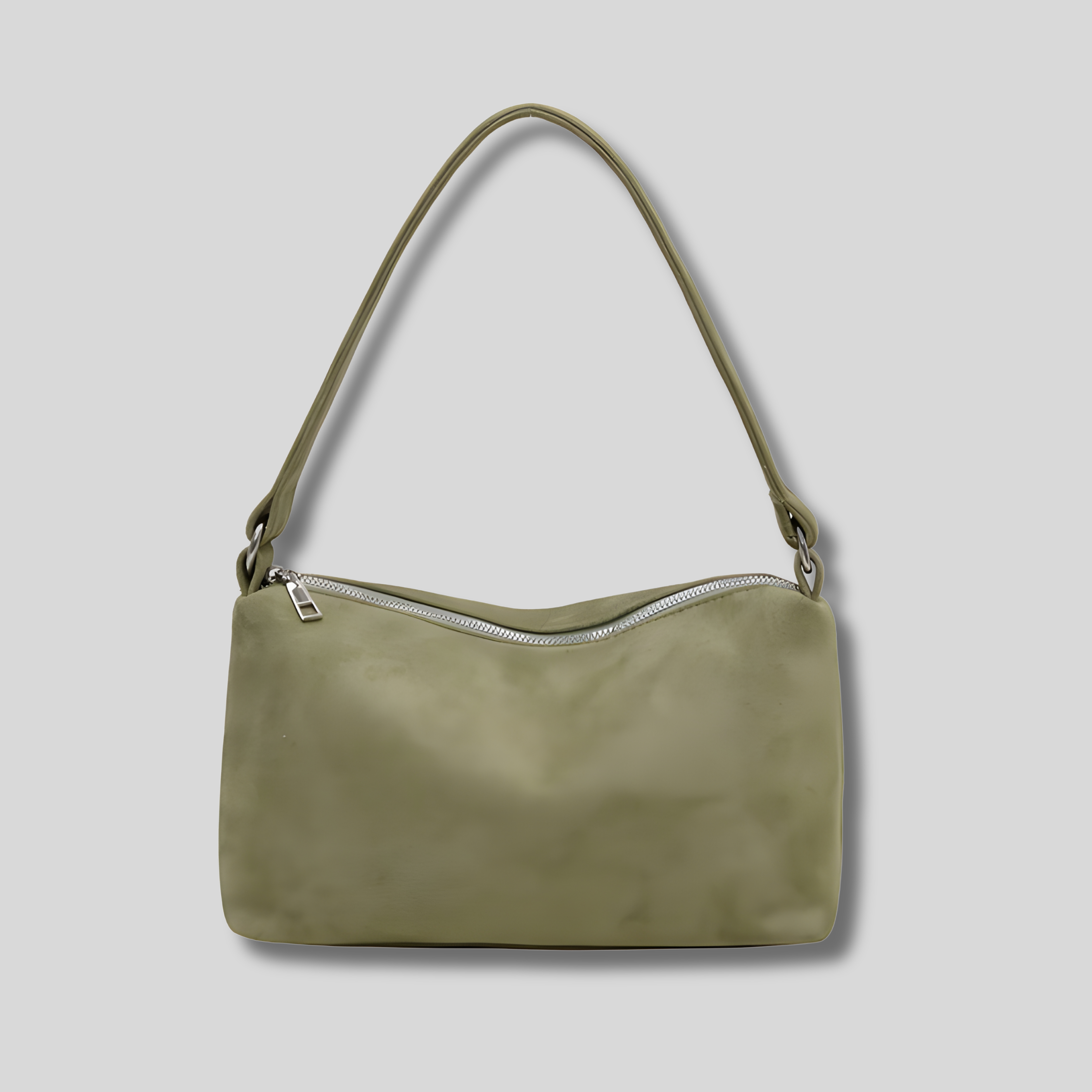 Sac épaule Lunéa vert olive au design minimaliste en texture suédée