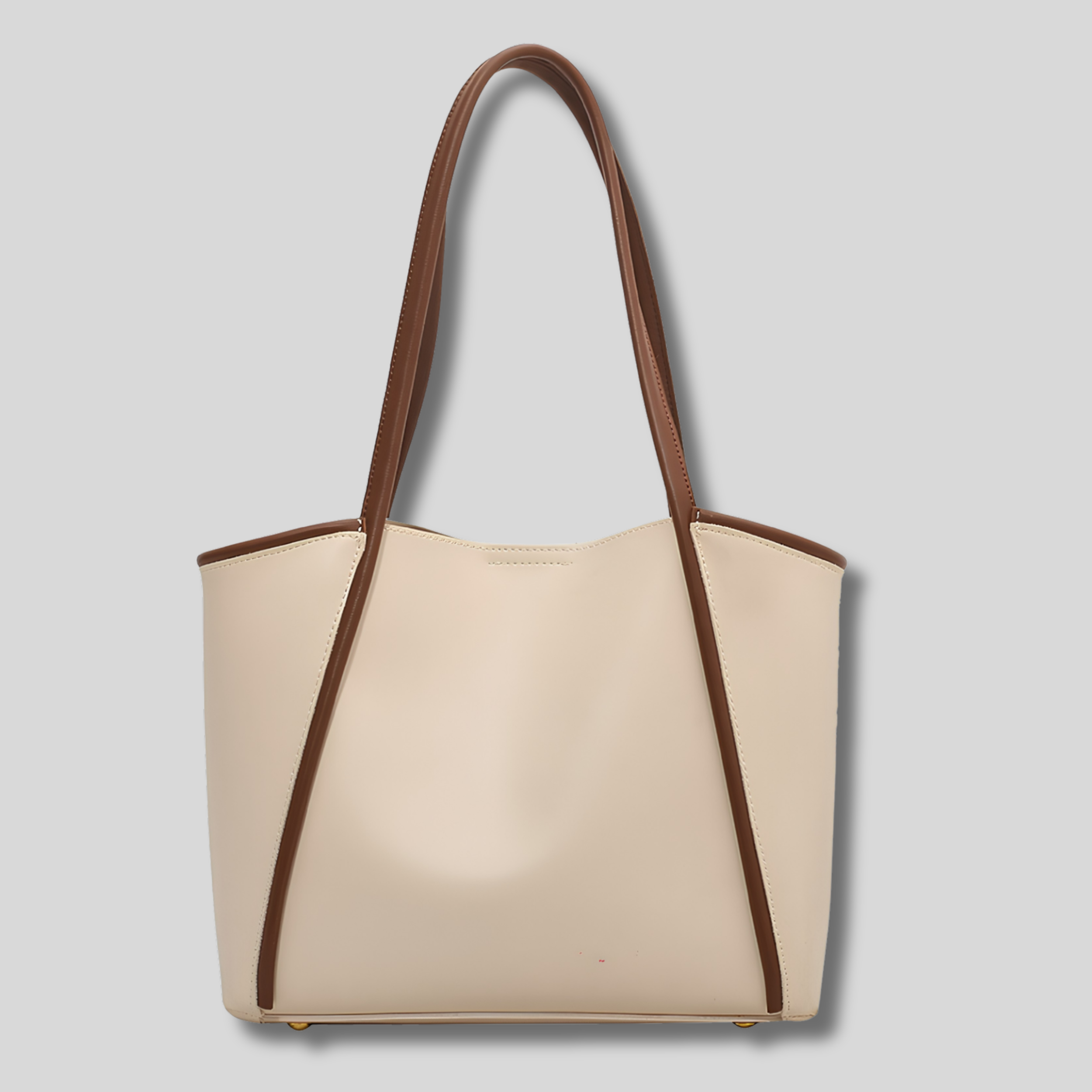 Sac cabas bicolore beige et marron vue de face