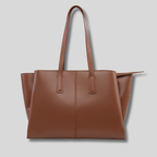 Sac cabas marron clair Soléane vue de face sur fond gris