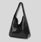 Sac épaule femme effet cuir noir grand format – vue de face