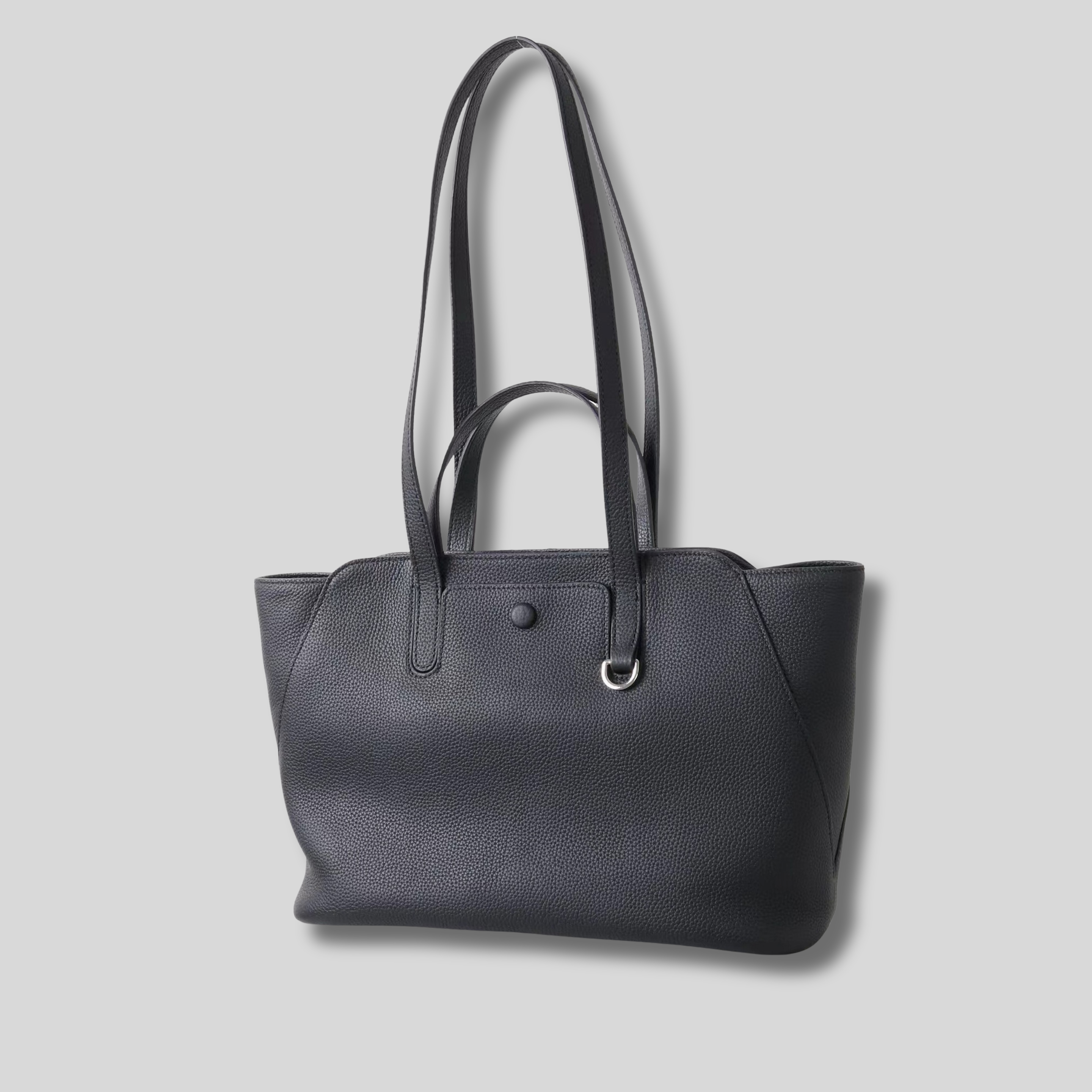 Sac cabas Évessia noir en cuir véritable – vue de face
