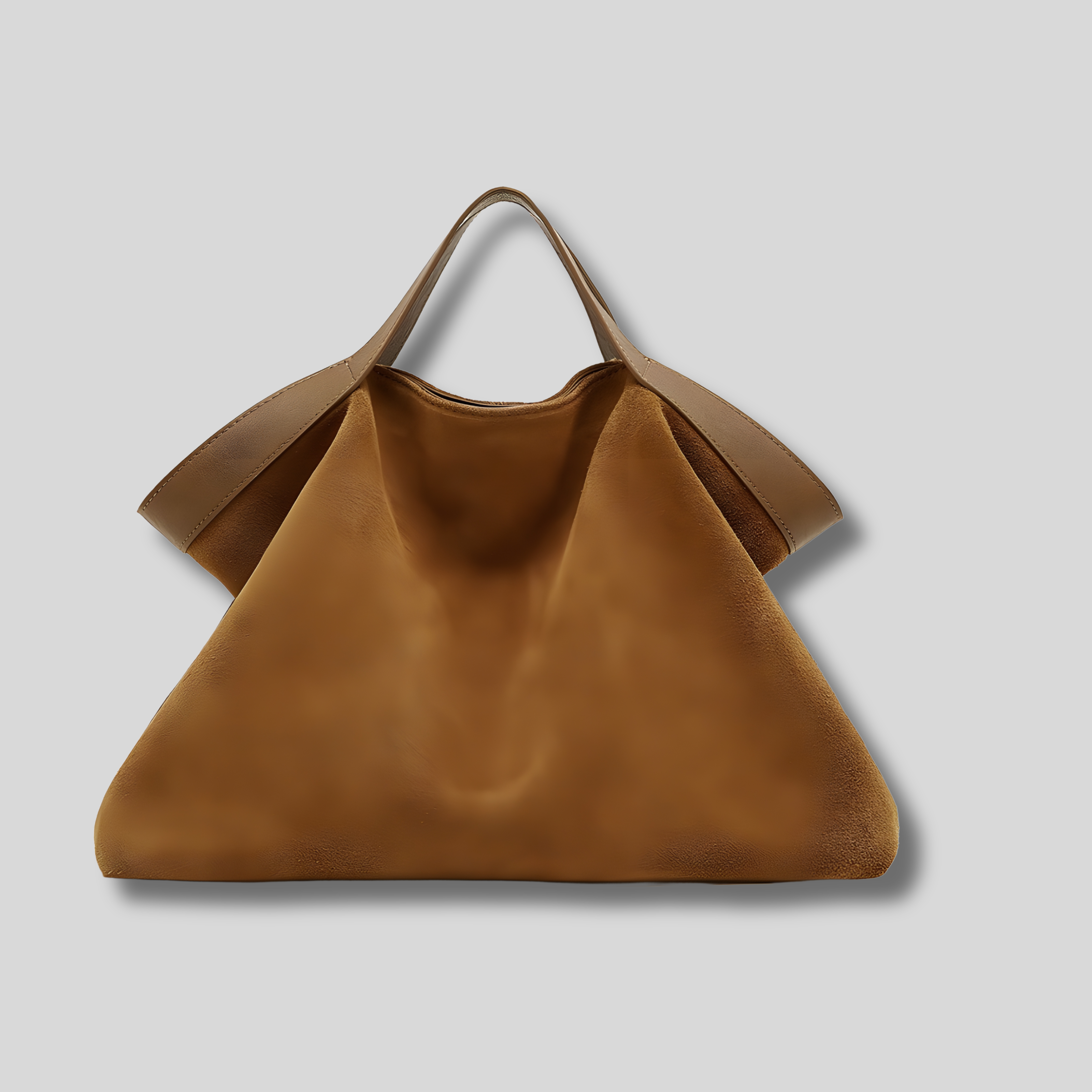 Sac Cabas Auréline en daim véritable camel – vue face minimaliste