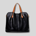 Sac Cabas Évoria noir en cuir véritable – vue de face