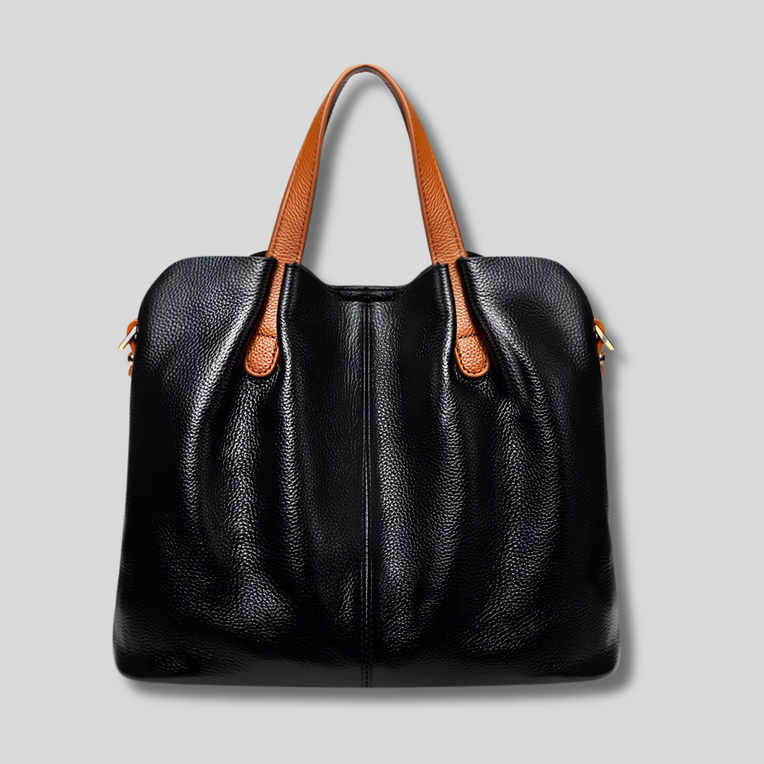 Sac Cabas Évoria noir en cuir véritable – vue de face
