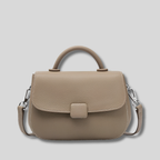 Sac Bandoulière Miréa en cuir véritable taupe – vue de face