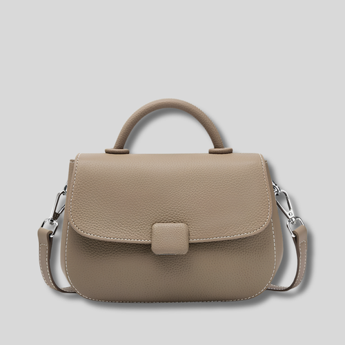 Sac Bandoulière Miréa en cuir véritable taupe – vue de face