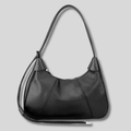Sac Épaule Rovelle en cuir véritable noir avec bandoulière réglable – vue de face