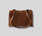 Sac Épaule Maëlle en cuir véritable effet daim marron, vue arrière