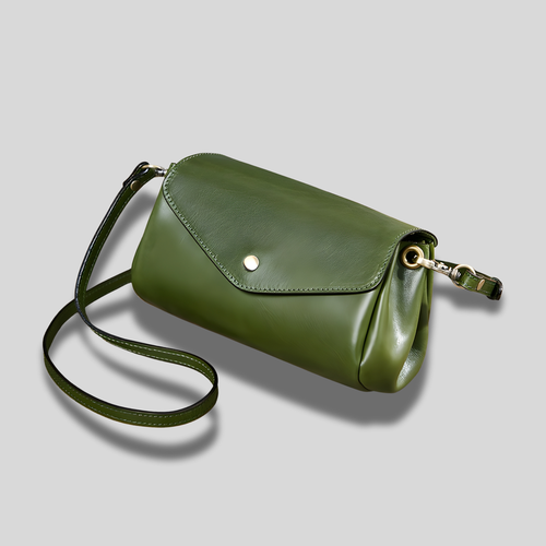 Sac bandoulière vert Arvane en cuir PU lisse avec bandoulière réglable