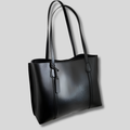 Sac Épaule Cabéria noir – grand sac cabas élégant en similicuir avec longues anses