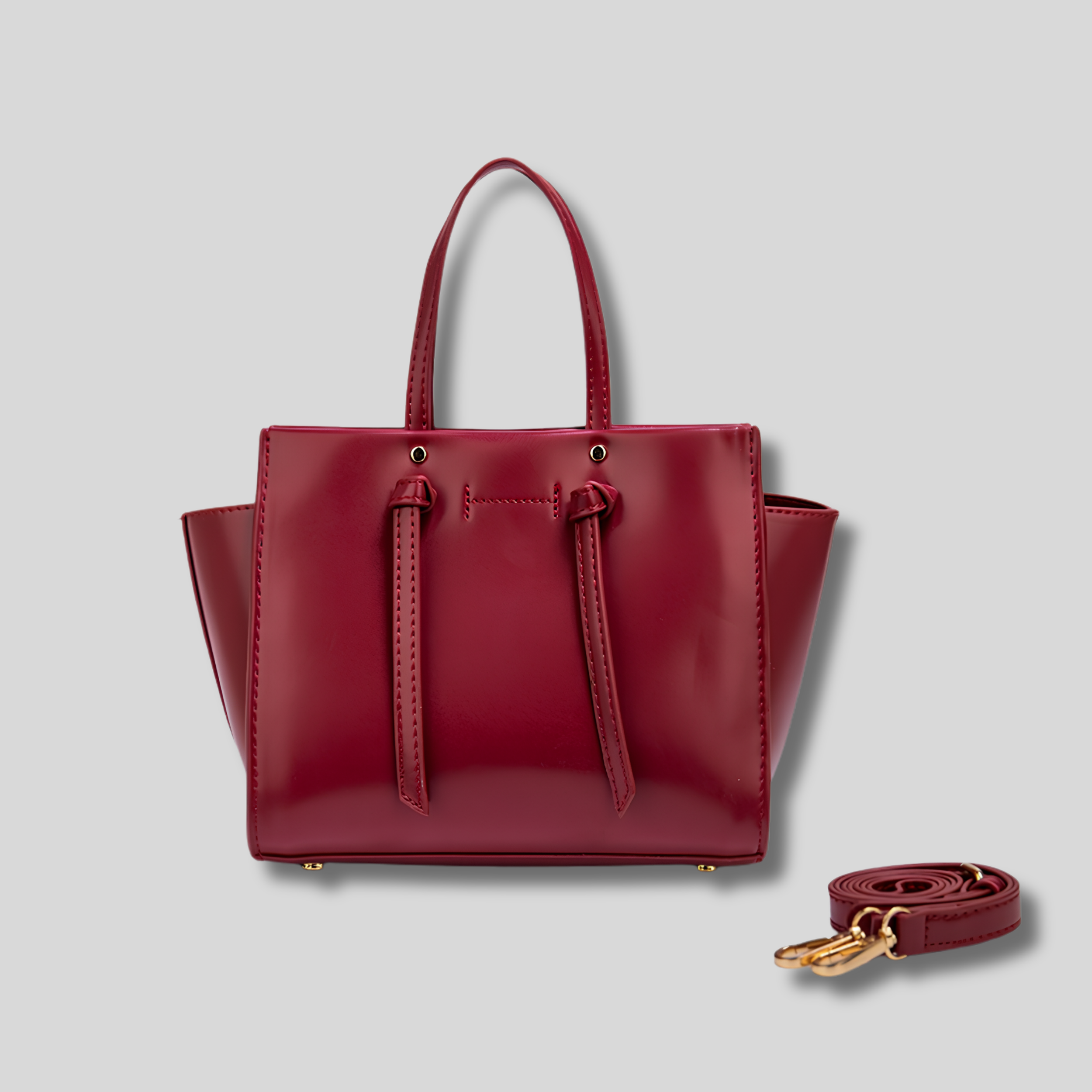 Sac Cabas Virelia bordeaux structuré avec détails dorés et bandoulière amovible