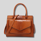 Sac Cabas Oréliane marron effet crocodile, vue de face avec bandoulière amovible