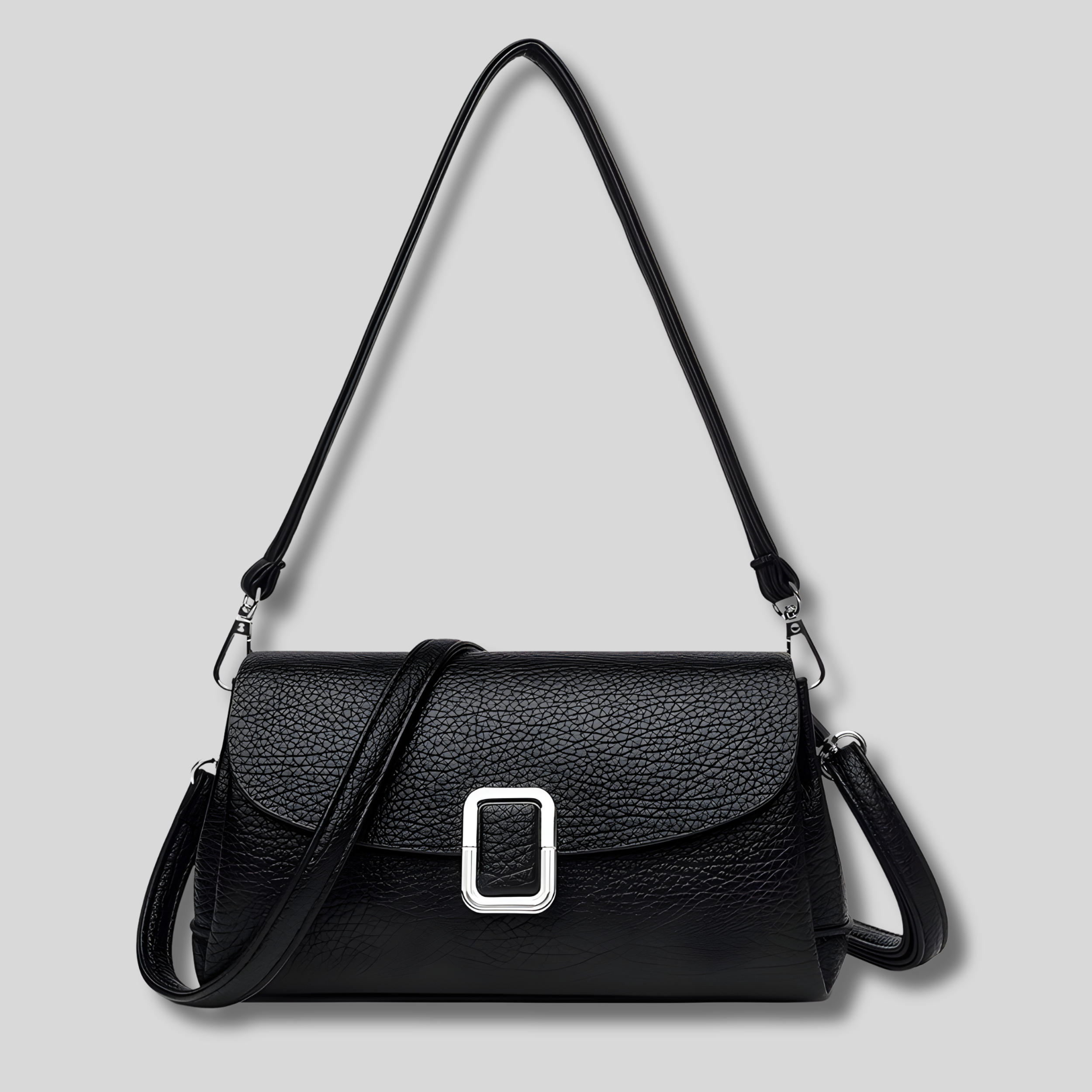 Sac bandoulière femme Veloria noir élégant en texture effet cuir