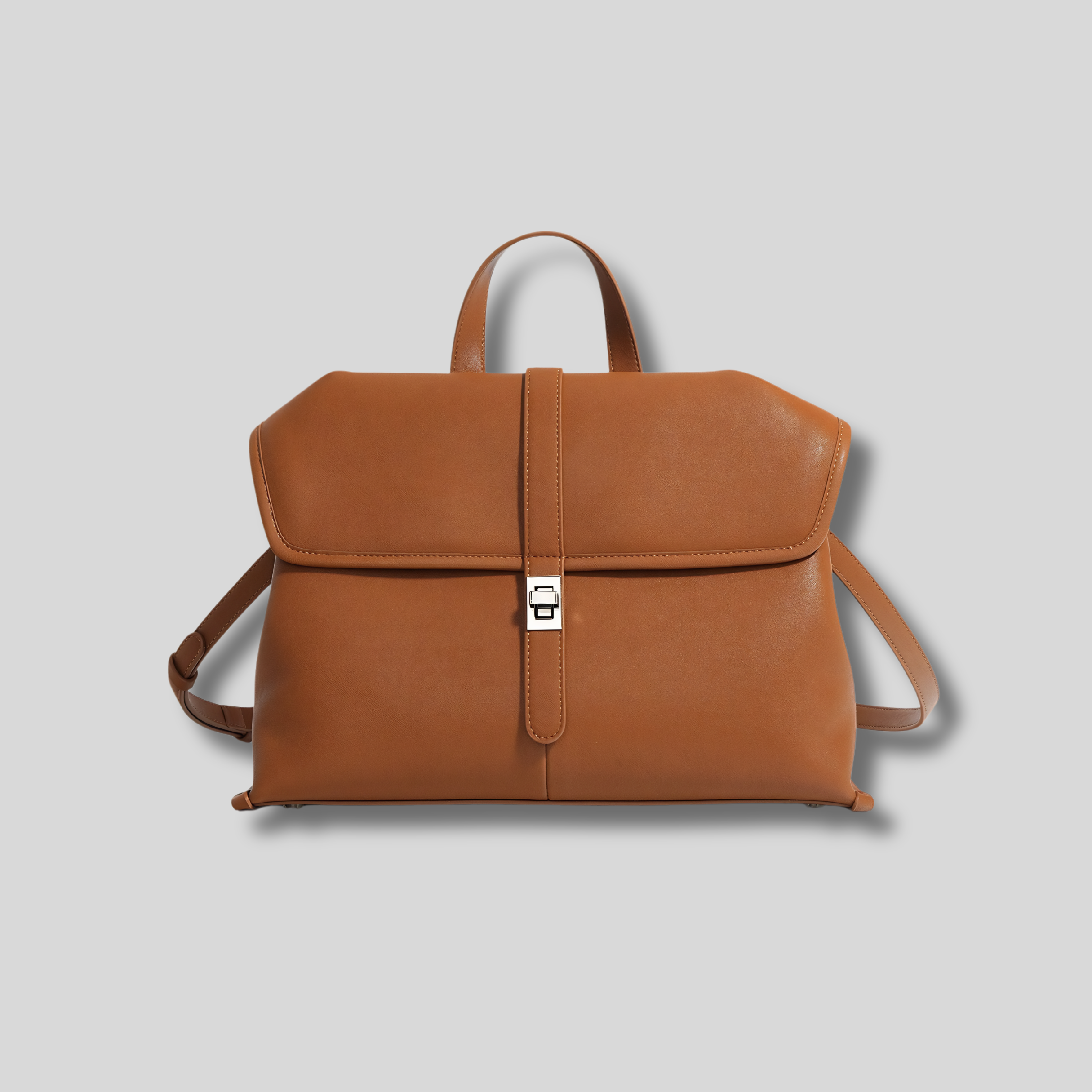 Sac Bandoulière Éloresse camel avec fermeture élégante et design minimaliste