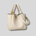 Sac Épaule Valéa crème en cuir synthétique avec détail métallique doré