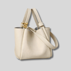 Sac Épaule Valéa crème en cuir synthétique avec détail métallique doré