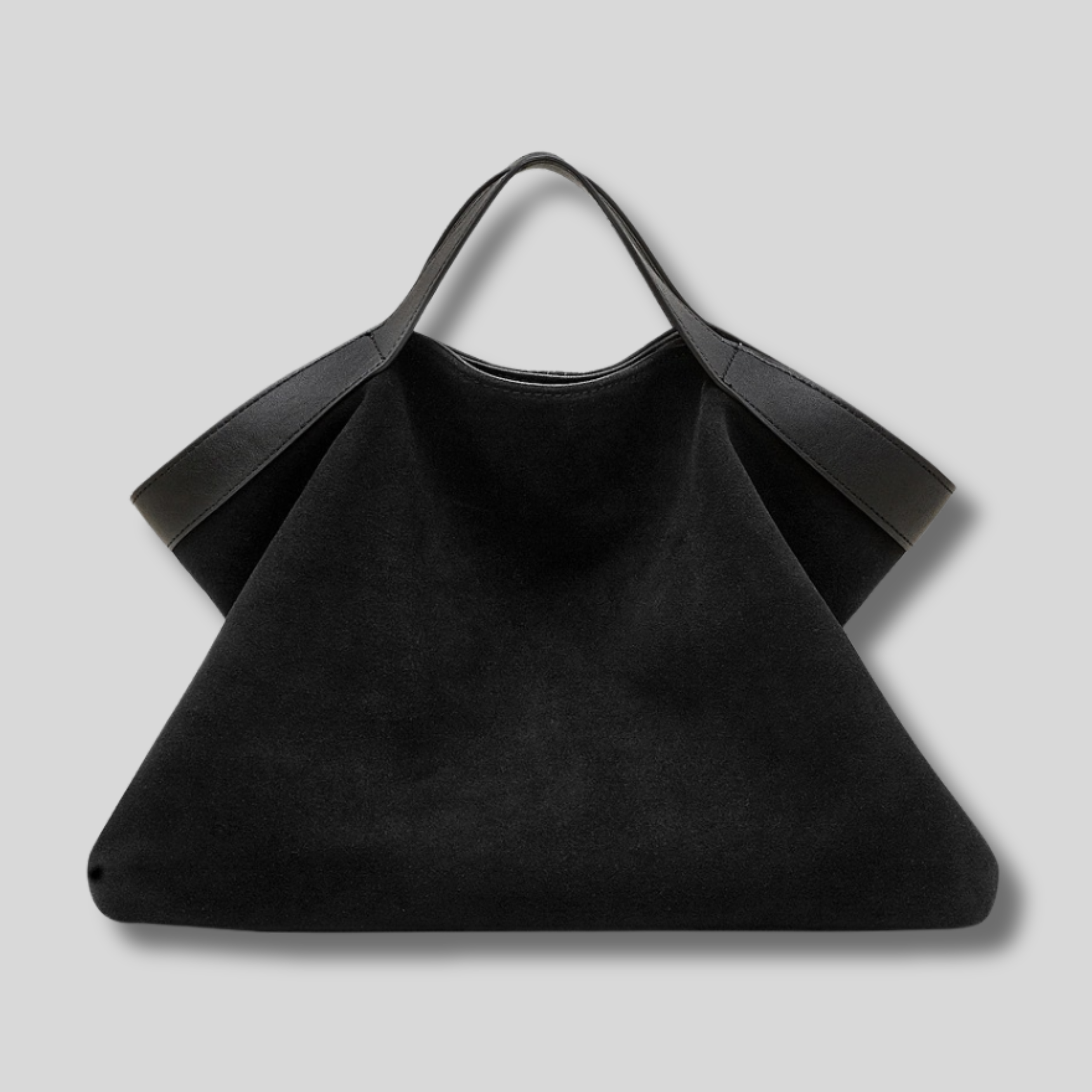 Sac Cabas Auréline en daim véritable noir au design minimaliste
