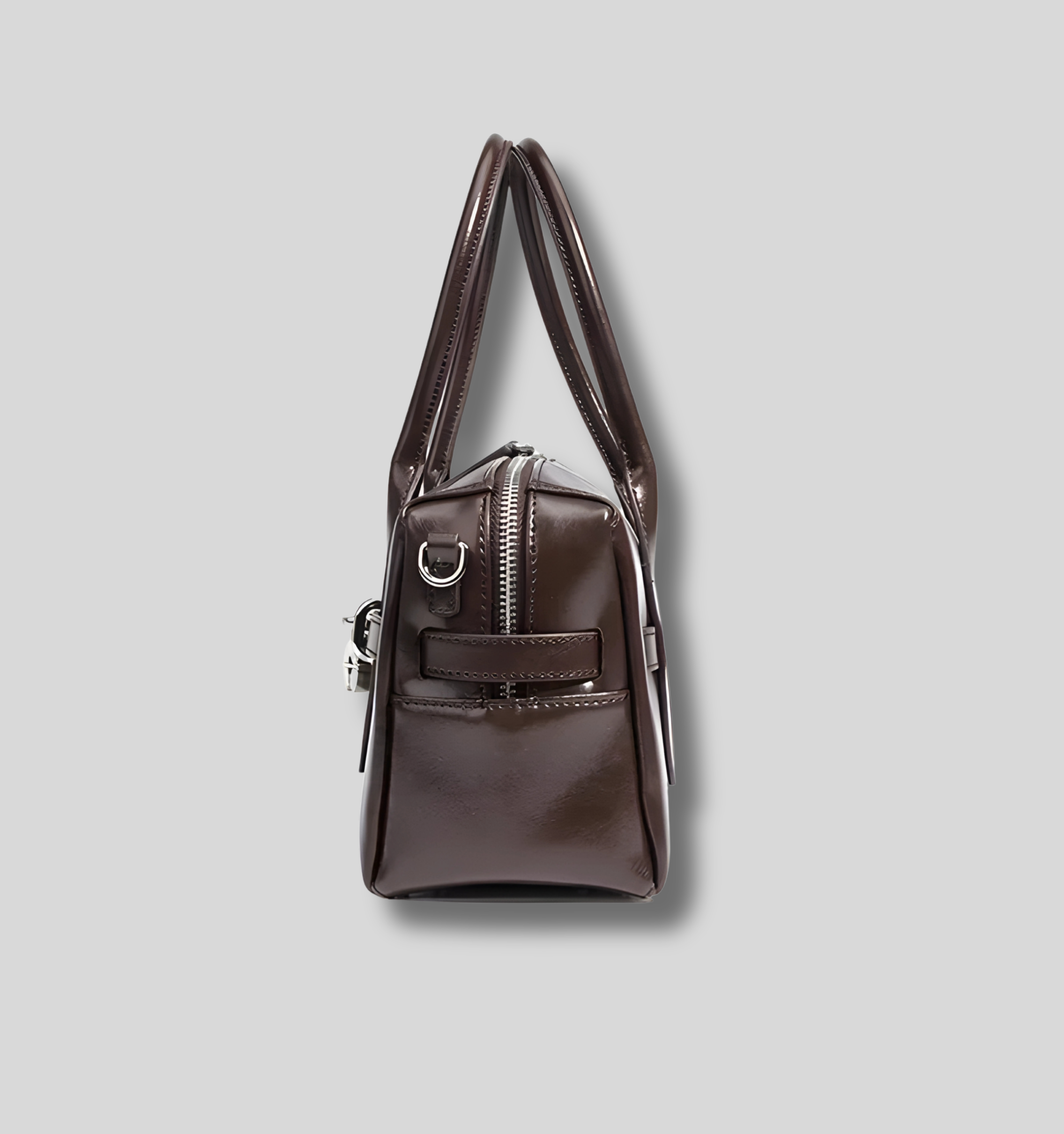 Sac bandoulière Arvielle cuir marron vue côté profil