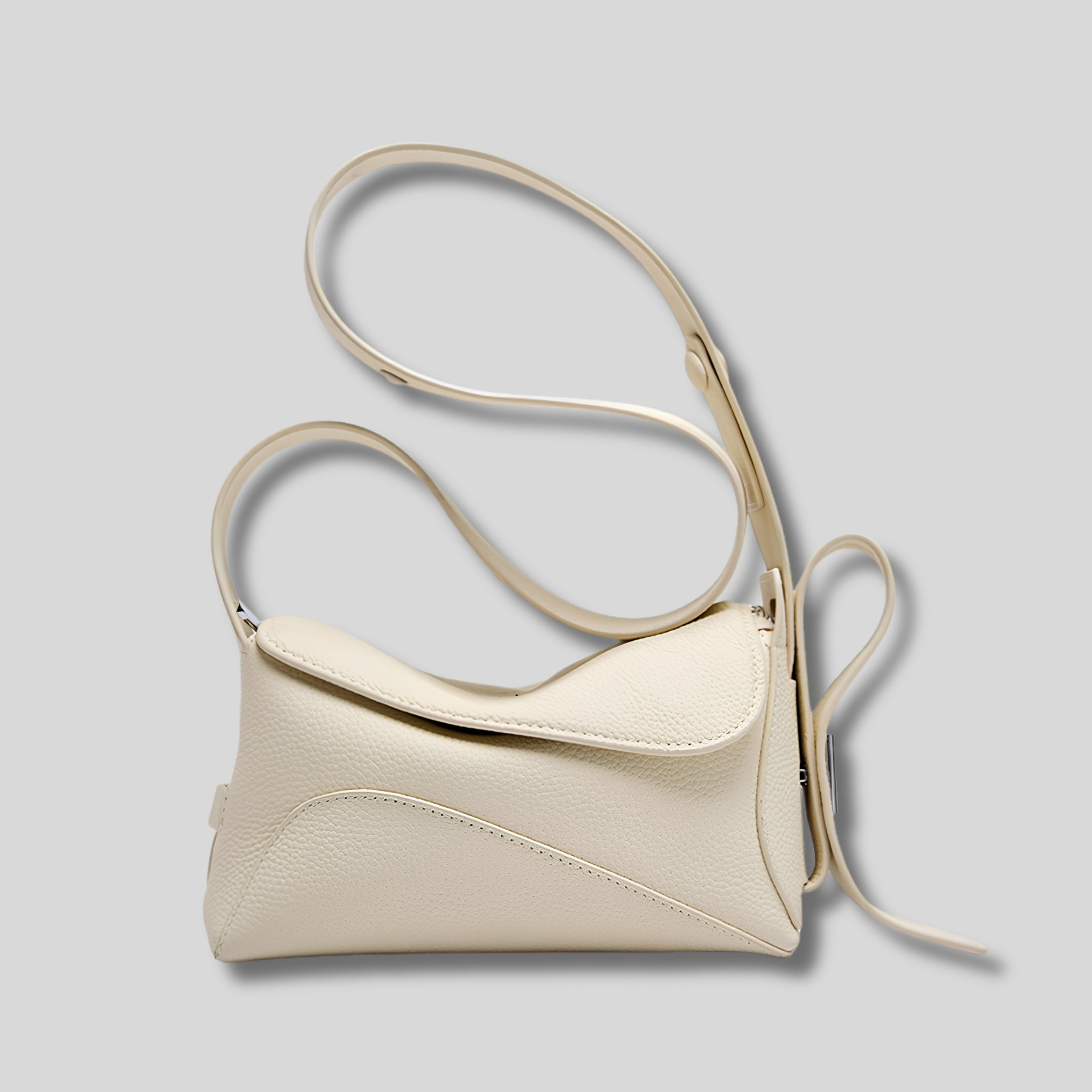 Sac Bandoulière Élysande blanc en cuir véritable avec design minimaliste et lignes raffinées