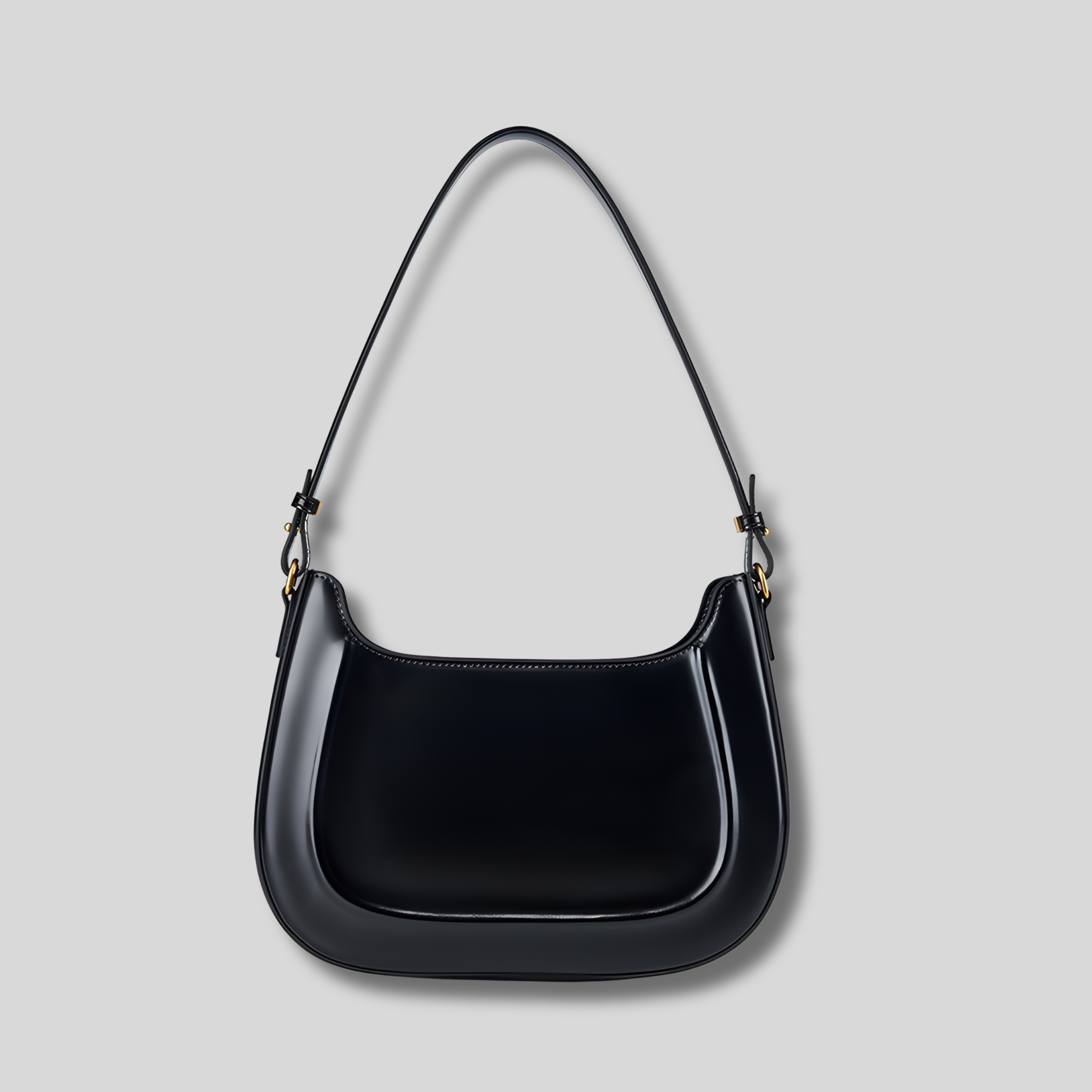 Sac épaule noir minimaliste en cuir synthétique – design moderne et épuré
