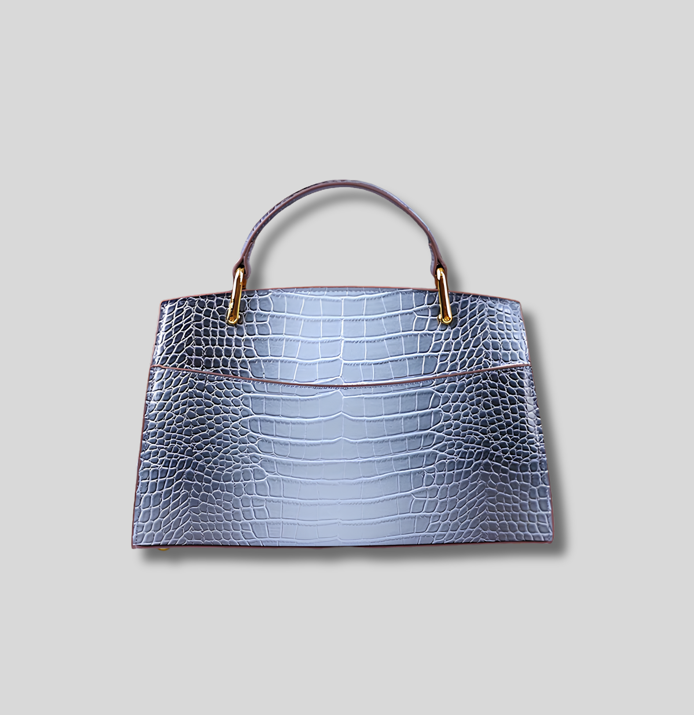 Dos du Sac Bandoulière Élysane bleu en cuir effet crocodile avec poche arrière discrète
