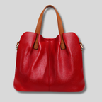 Sac Cabas Évoria rouge en cuir véritable – vue de face