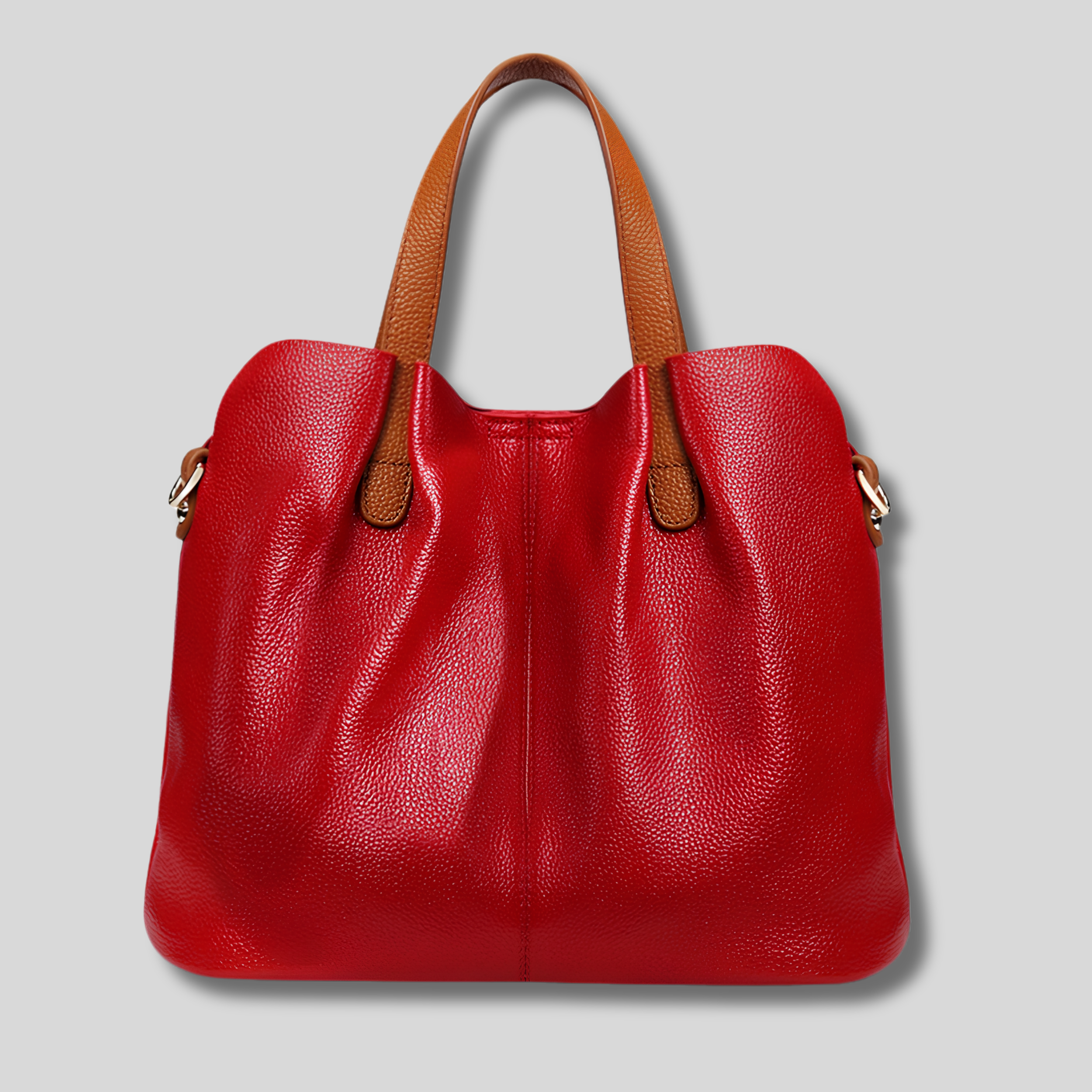 Sac Cabas Évoria rouge en cuir véritable – vue de face