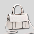 Blanc cassé – Sac bandoulière structuré Crocélya pour femme avec finition croco chic