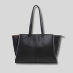 Sac cabas noir Soléane vue de face sur fond gris