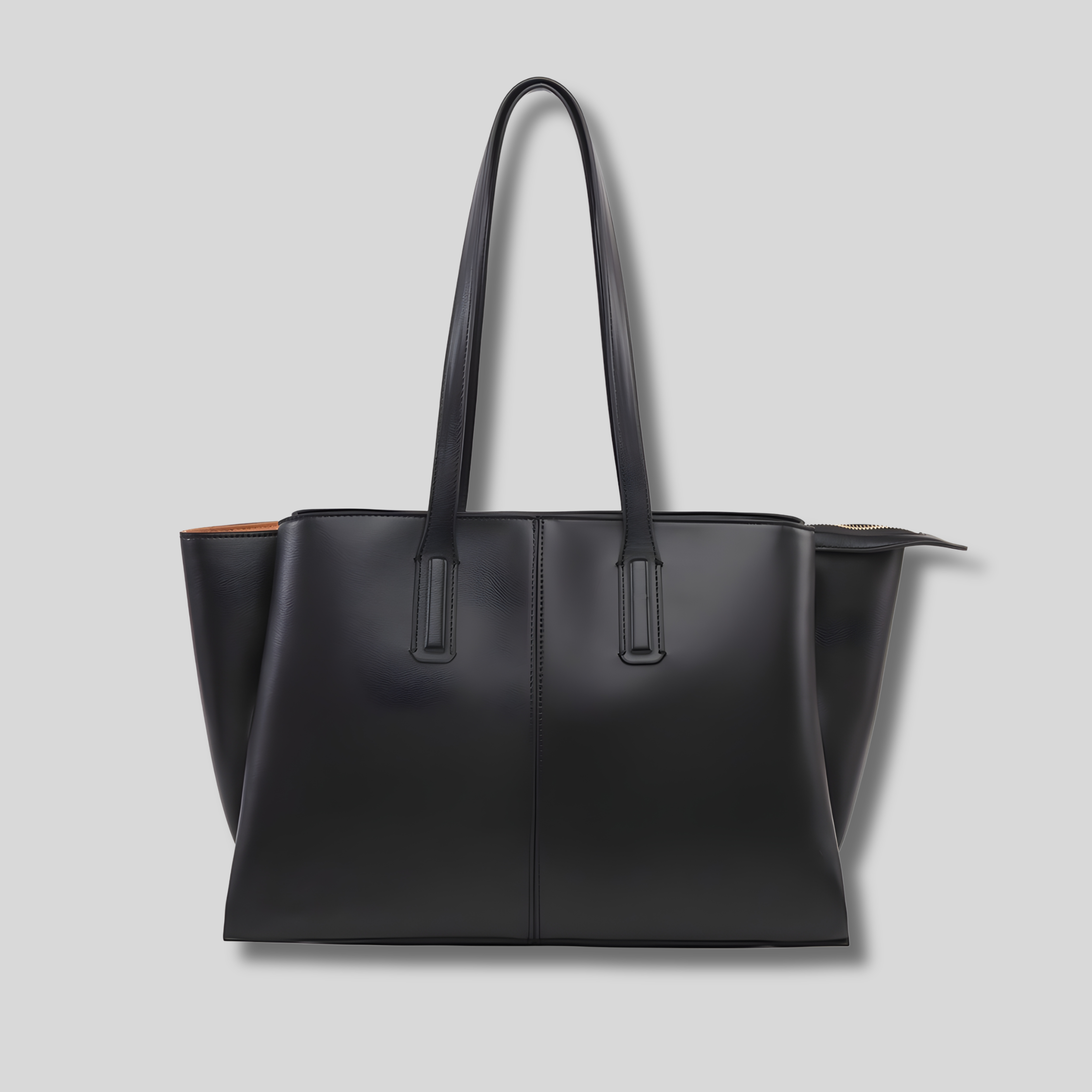 Sac cabas noir Soléane vue de face sur fond gris