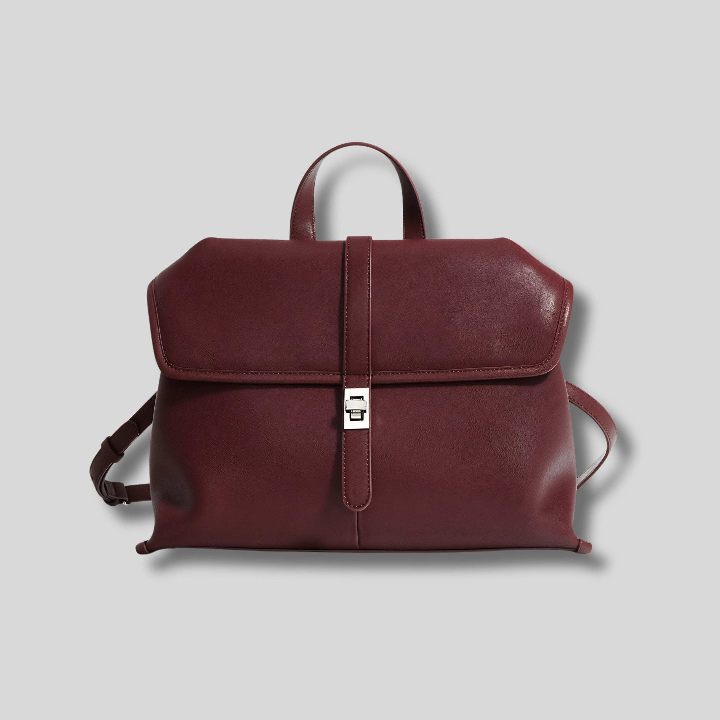 Sac Bandoulière Éloresse bordeaux en cuir véritable vue de face