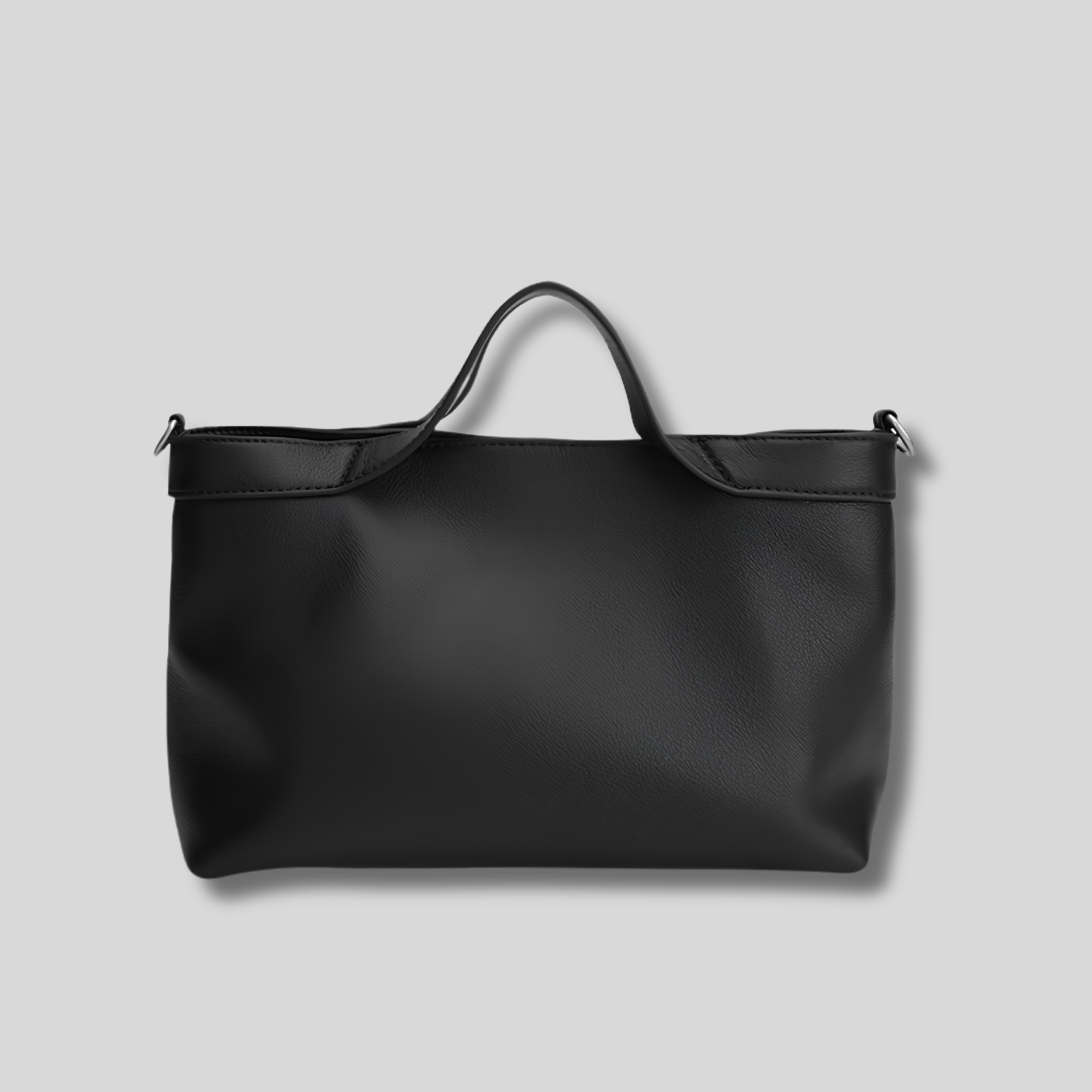 Vue arrière du Sac Épaule Rovina noir en cuir véritable avec finition minimaliste et silhouette épurée