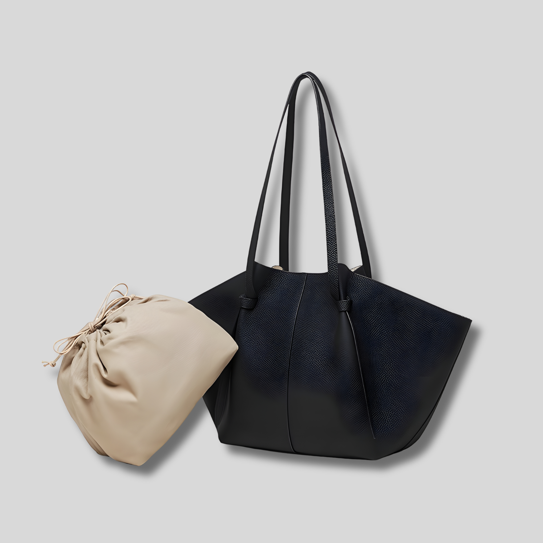 Sac cabas Novélya noir avec pochette intérieure amovible – vue produit