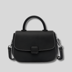 Sac Bandoulière Miréa en cuir véritable noir – vue de face