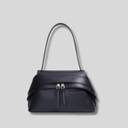 Sac bandoulière noir élégant pour femme avec fermeture zippée et design épuré – vue de face