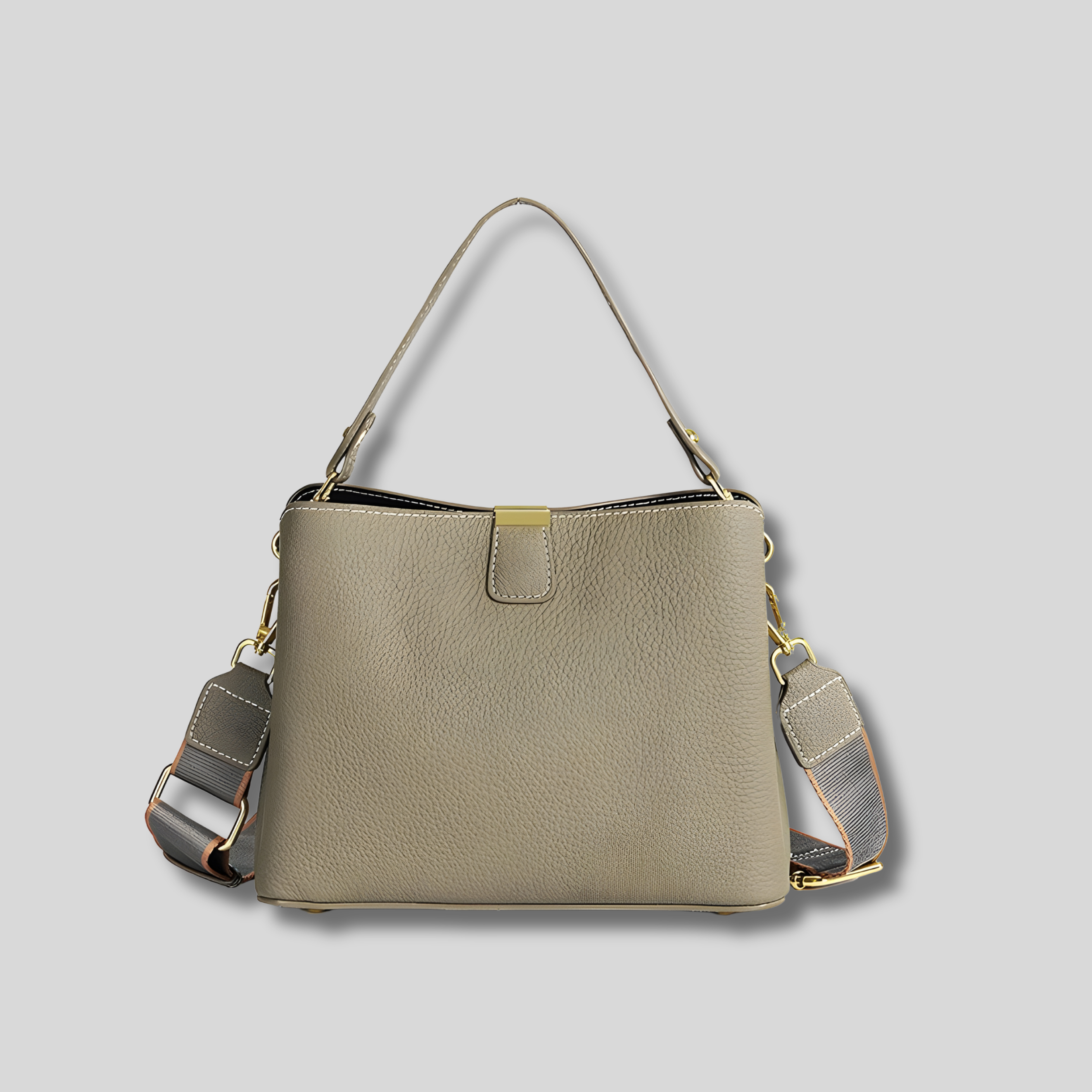 Sac Bandoulière Cuir Orélia beige taupe en cuir texturé avec sangle réglable et finitions élégantes