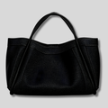Sac Épaule Élirys en cuir véritable noir — vue de face