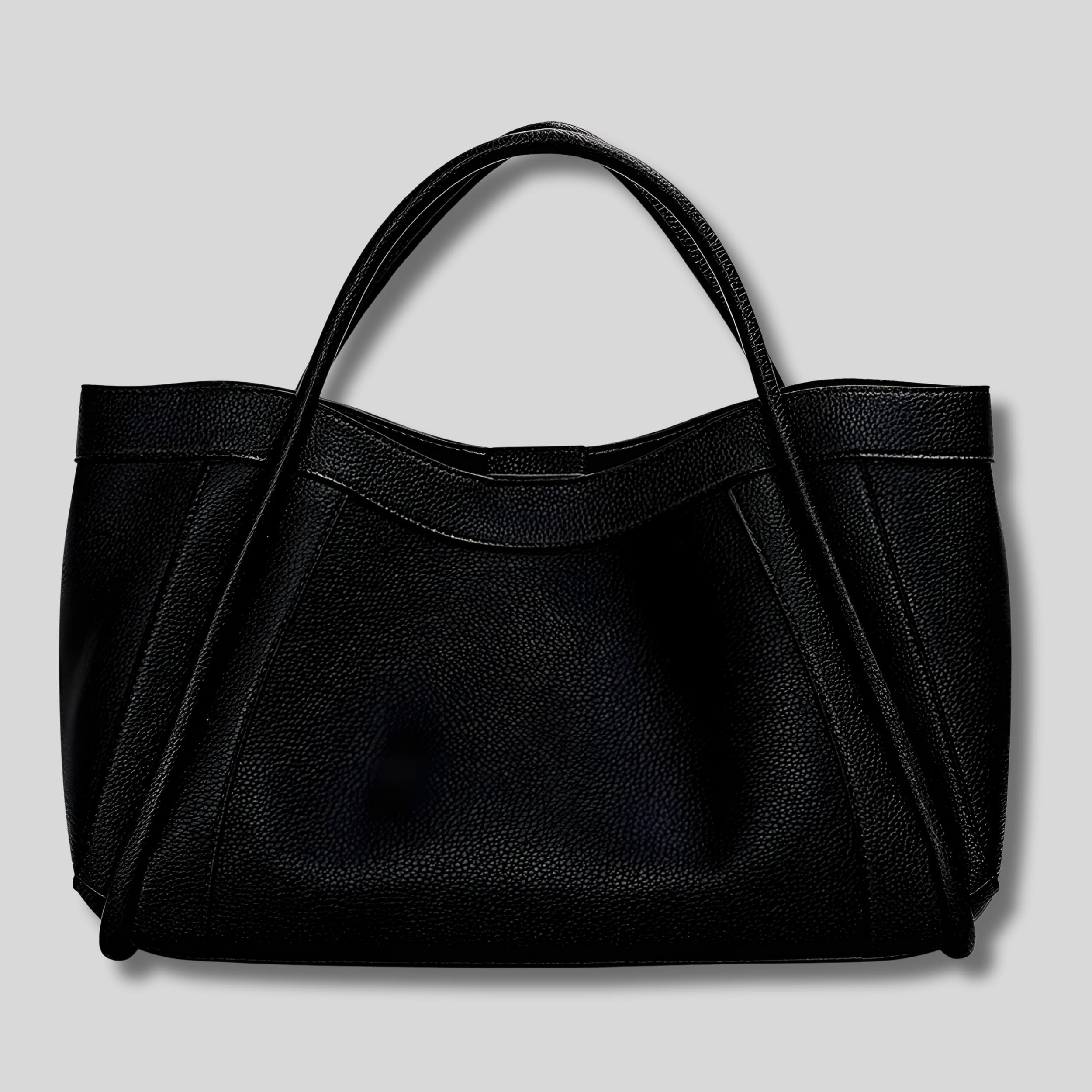 Sac Épaule Élirys en cuir véritable noir — vue de face