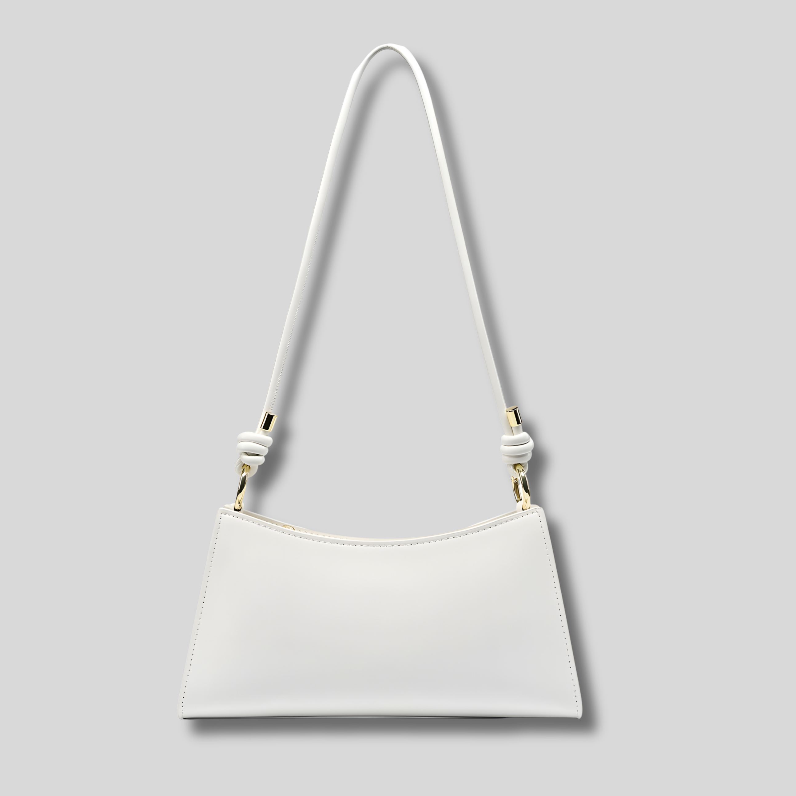 Sac épaule blanc élégant pour femme avec bandoulière fine et détails dorés