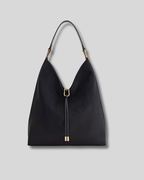 Sac cabas suédé noir vue de face style minimaliste chic