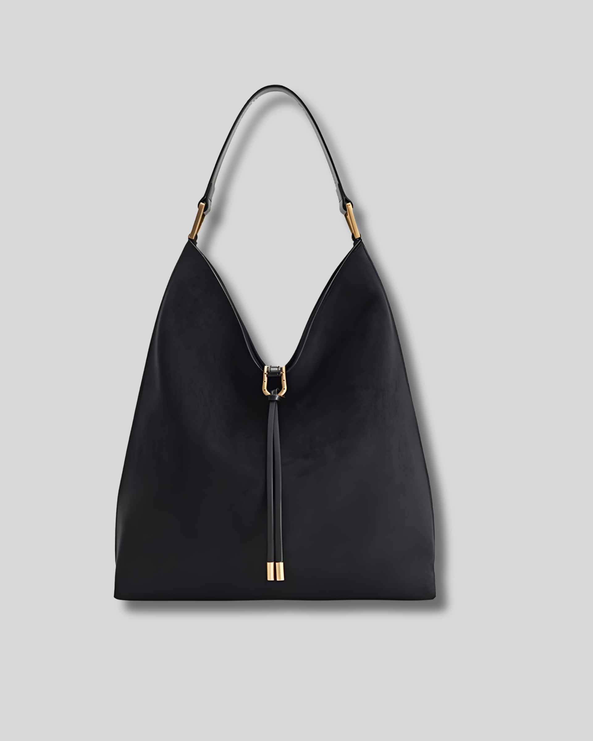 Sac cabas suédé noir vue de face style minimaliste chic