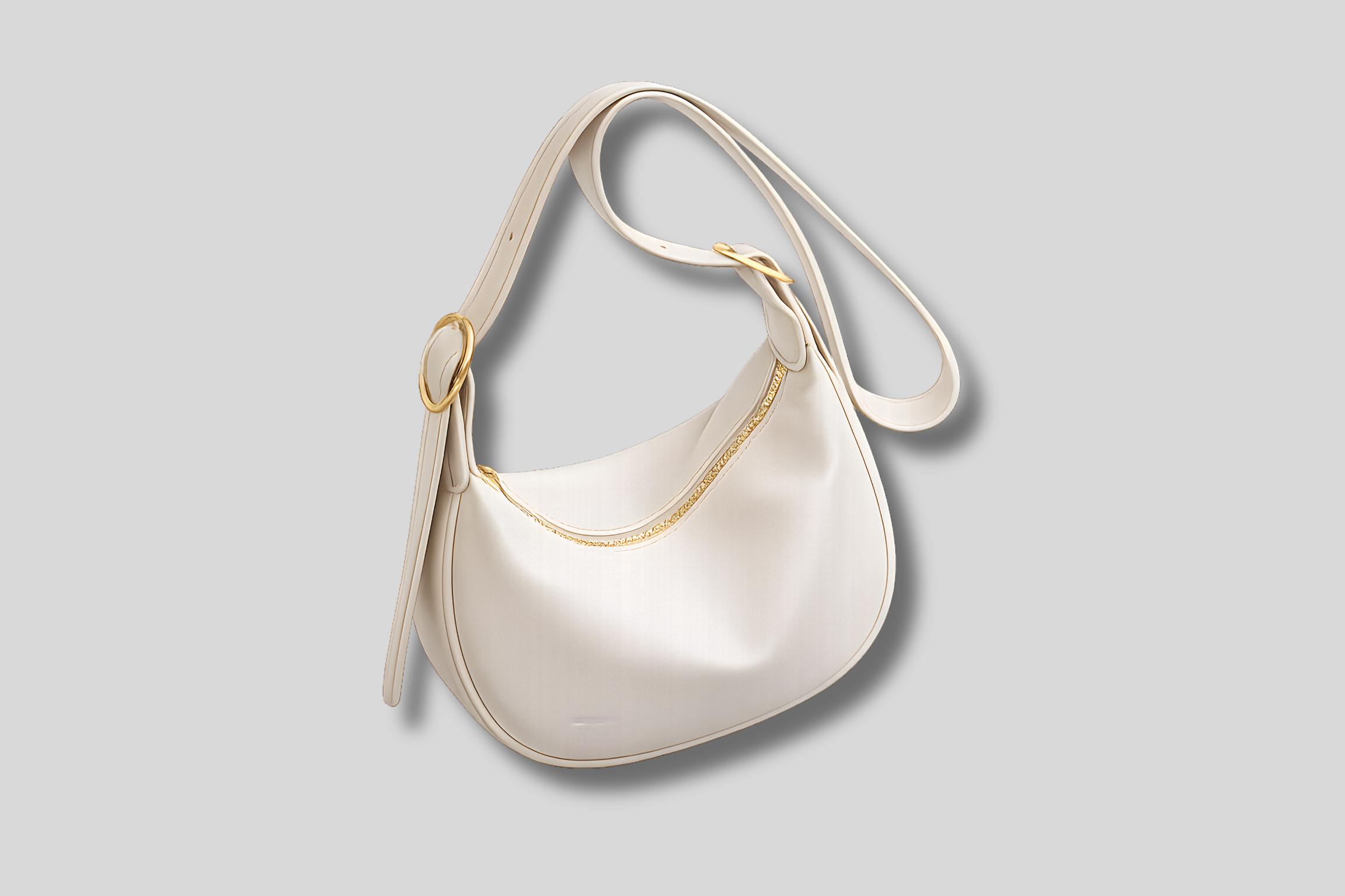 Sac épaule femme crème effet cuir minimaliste avec détails dorés – AlluTurne