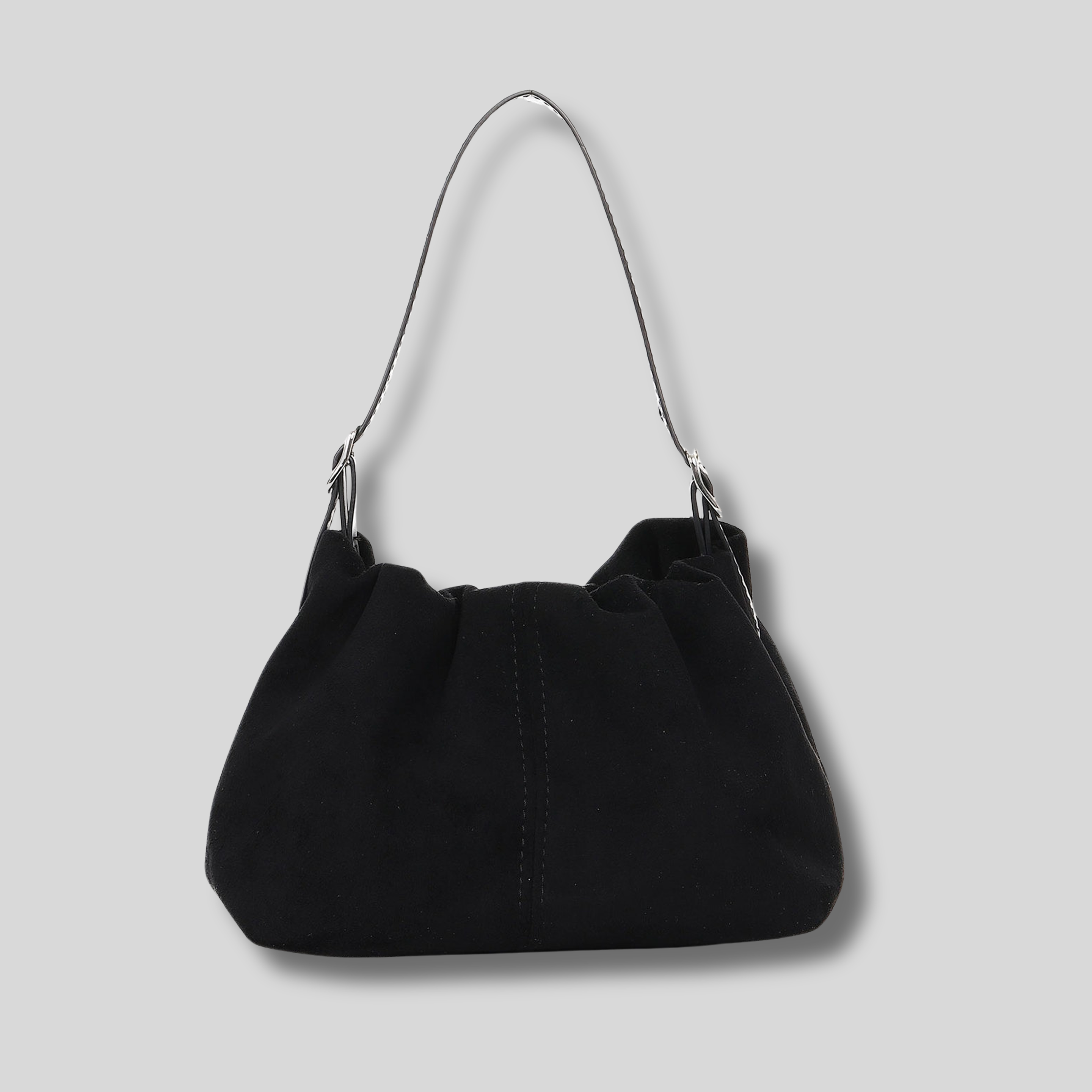 Sac Épaule Suvéra en suédine noire vu de face