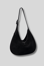 Sac épaule Aveline en cuir suédé noir – vue de face